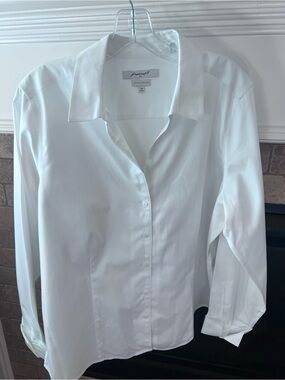 Foxcroft Dianna Non-Iron White Shirt Womens 18 Heritage Fitted Button Up NWOT